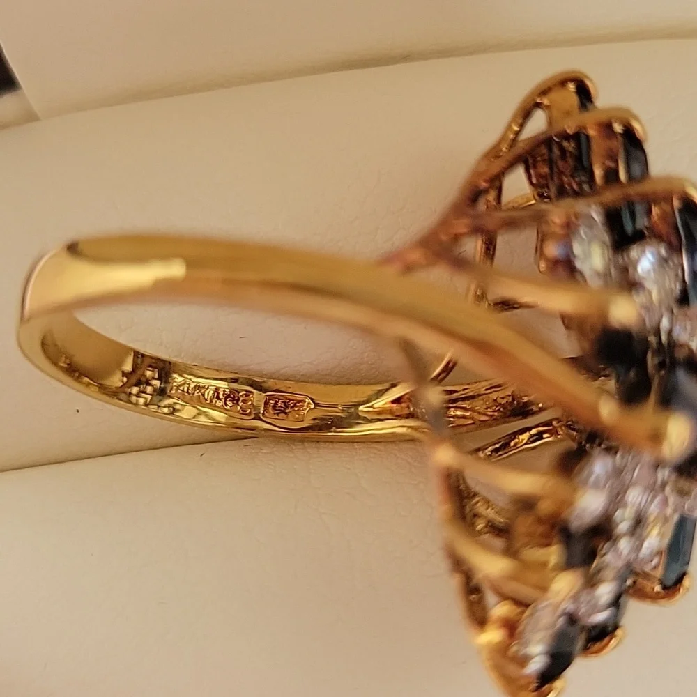 ✨️STUNNING✨️14k.ep.Gold and Saphire Gemstone Ring - Picture 2 of 5